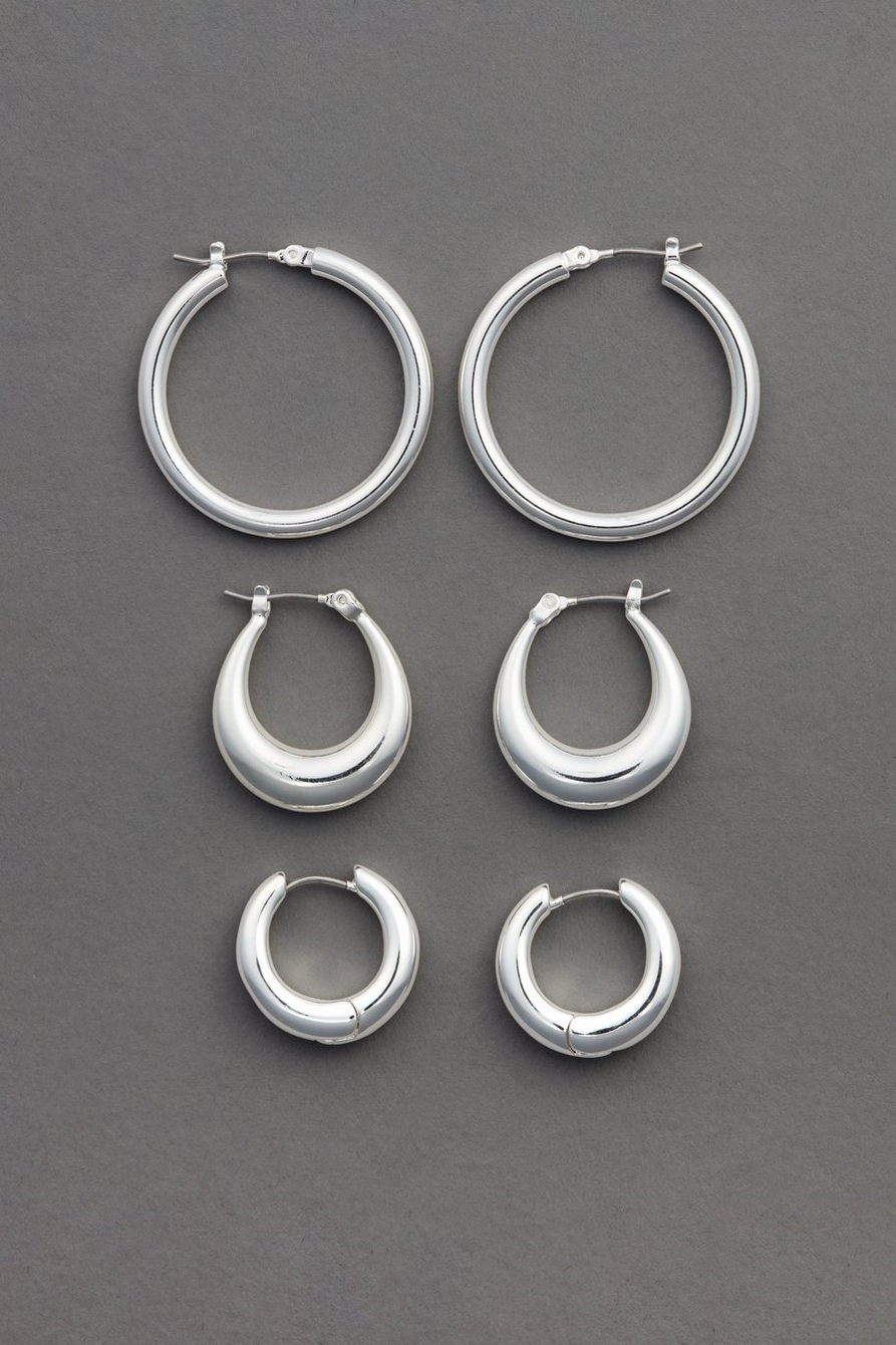 silver trio hoop set